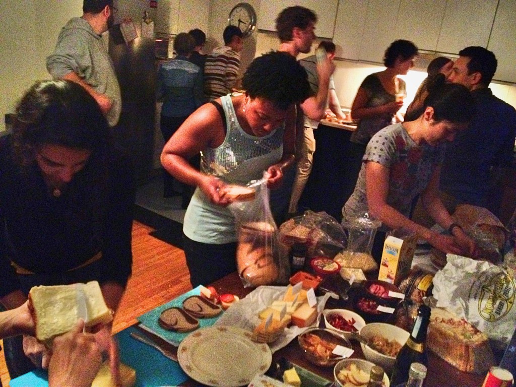 Sandwich build table - Look at all those fancy grilled cheese ingredients!